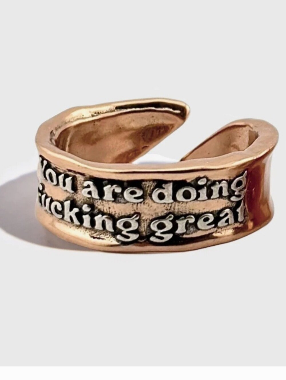 Inspirational Open Band Ring in Rose Gold - "You Are Doing Great"